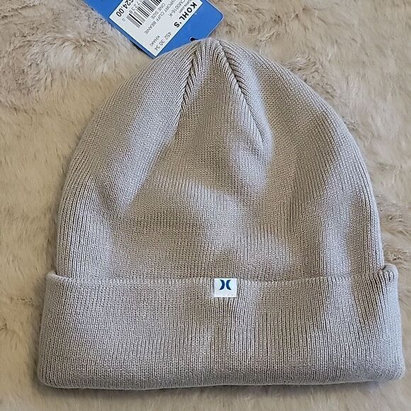 HURLEY TAN NEWPORT ONE-CUFF BEANIE WINTER HAT - NEW! - Picture 2 of 4